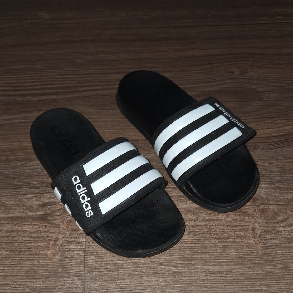 Adidas Striped Black and White Slides
